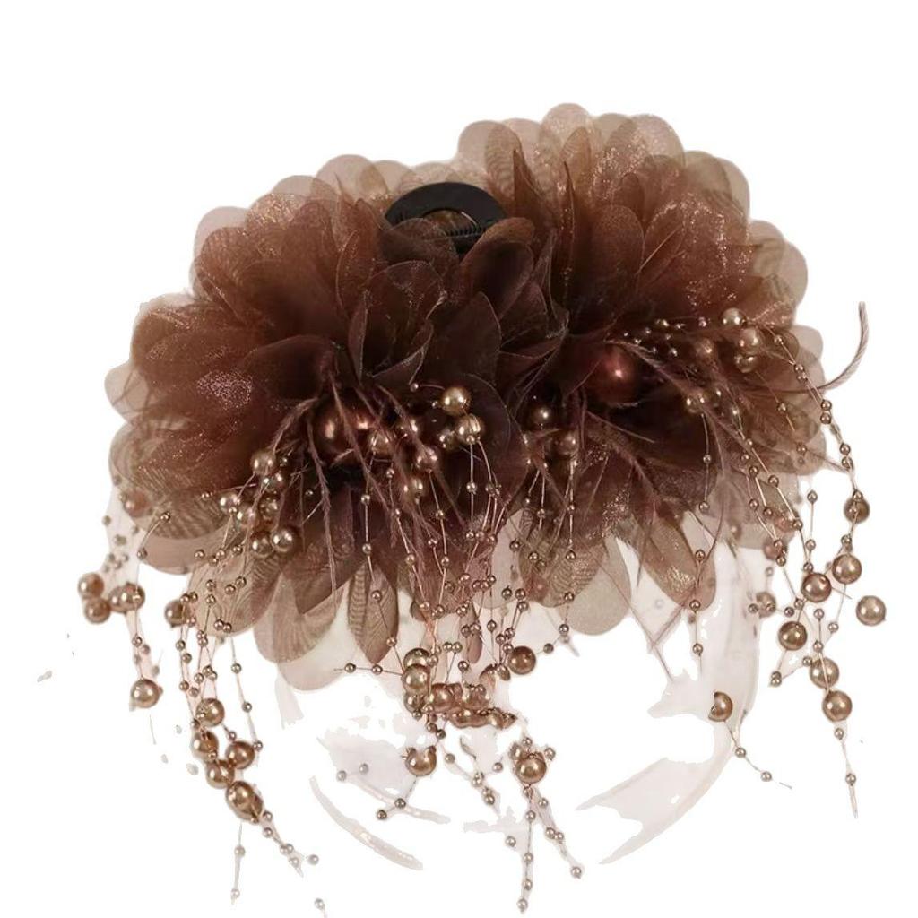 Sparkling Stars 2024 H/V Högkvalitativ Hårklämma med Pärlfransar - Lyxigt Fluffigt Mångsidigt Håraccessoar