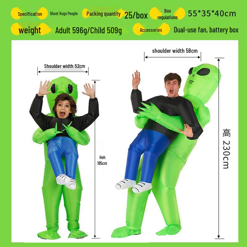Aufblasbares Alien-Kostüm für Kinder & Erwachsene - Lustiges Verkleidungsstück für Halloween & Ostern
