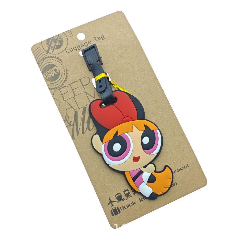 Cute Cartoon Flying Girl Police PVC Rubber Luggage Tag - Anime-Style Suitcase ID Tag Pendant