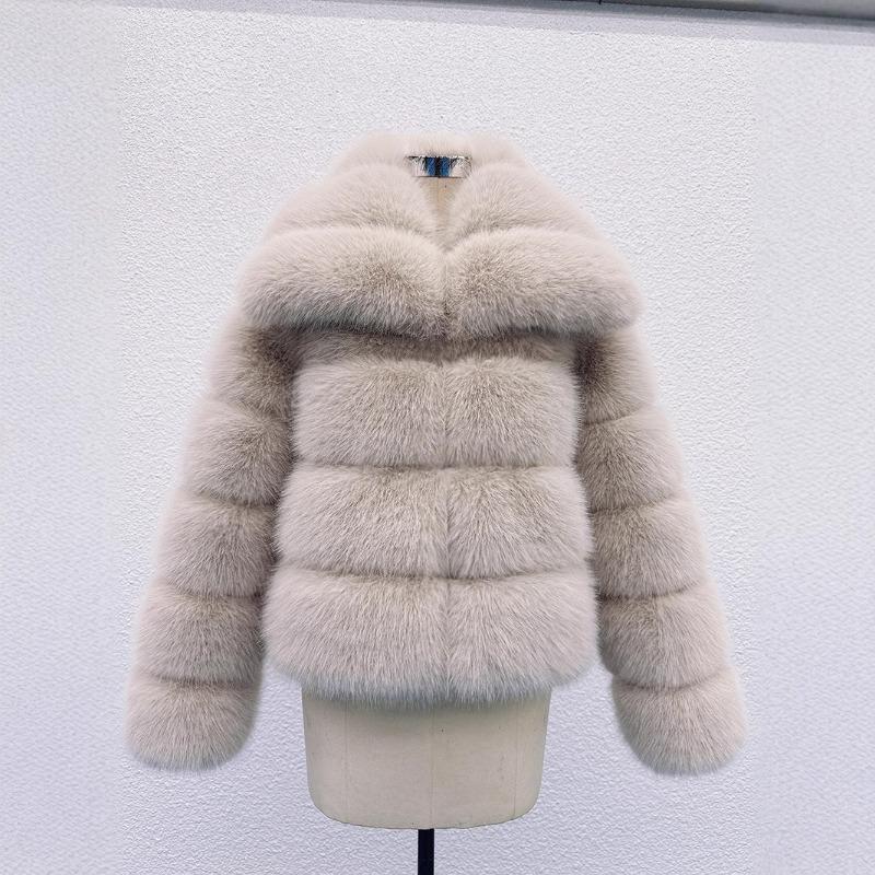 

Winter New Fluffy Thick Faux Fur Coat Women s Luxury Coat Plush Jacket L абрикосовый