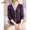 YUZHAOLIN Faux Two-Piece Fleece-Lined Knitted Cardigan for Women