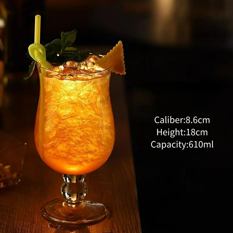 Simple Hurricane Cup Creative Cocktail Cups Personalized Short-footed Juice Cold Drink Glass Wide Mouth Cocktail Glasses 610ml