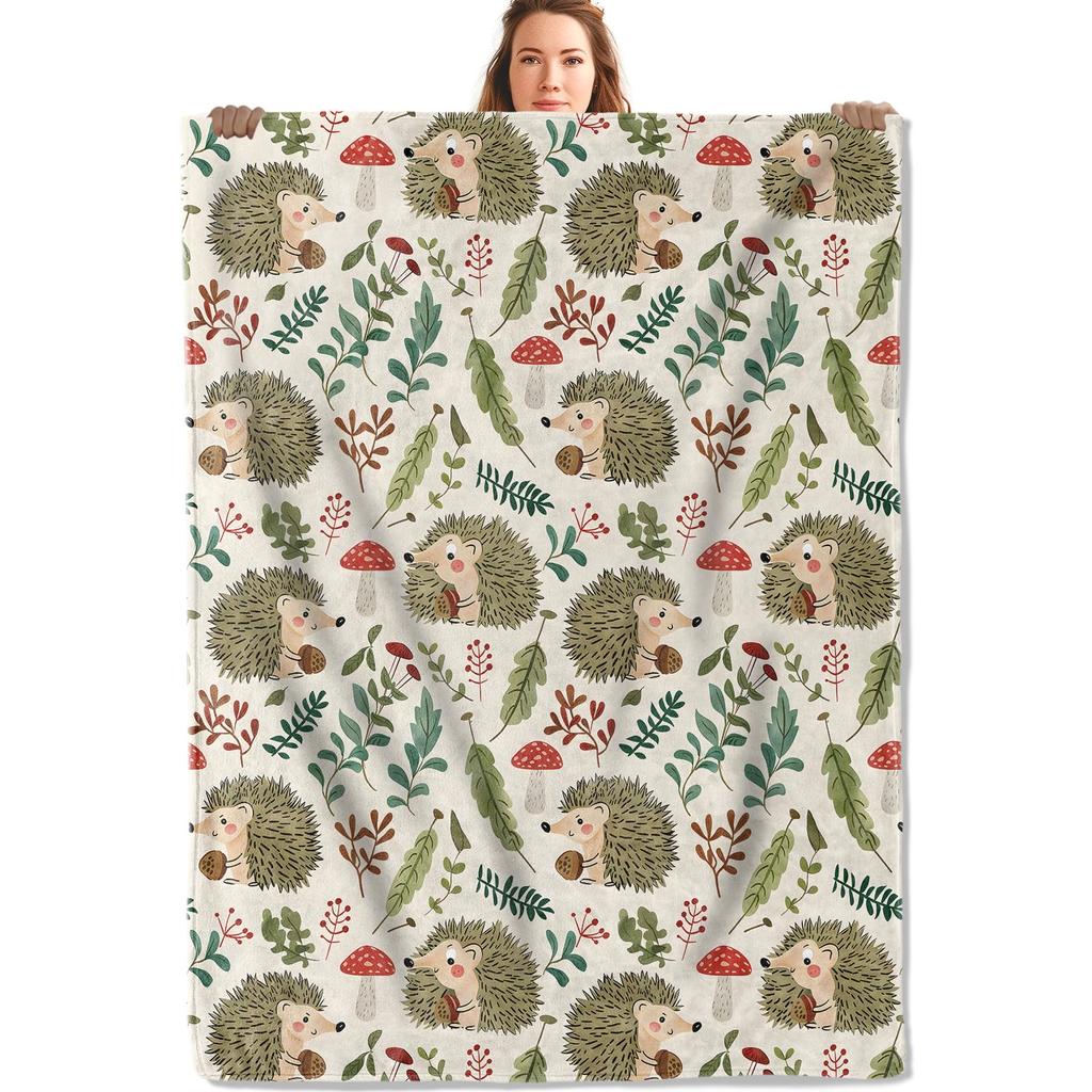 Cute Hedgehog Throw Blanket Super Soft Cozy Lightweight Fuzzy Comfy Flannel Blanket Plush for Couch, Sofa, Bed, Travel, Camping