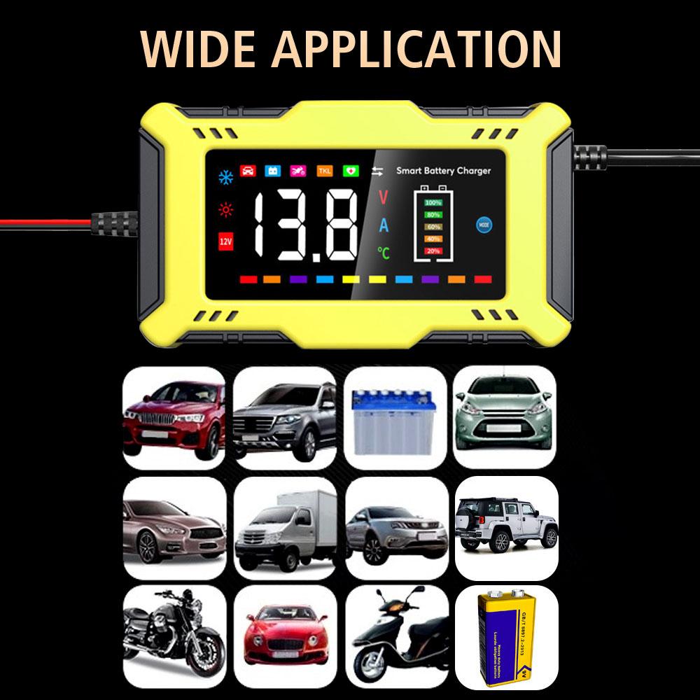14.6V/12V 6A Car Battery Charger For Lead Acid / Lithium Iron Battery Fast Power Charging 110V/240V Input Universal EU US Plug Pulse Repair 90W