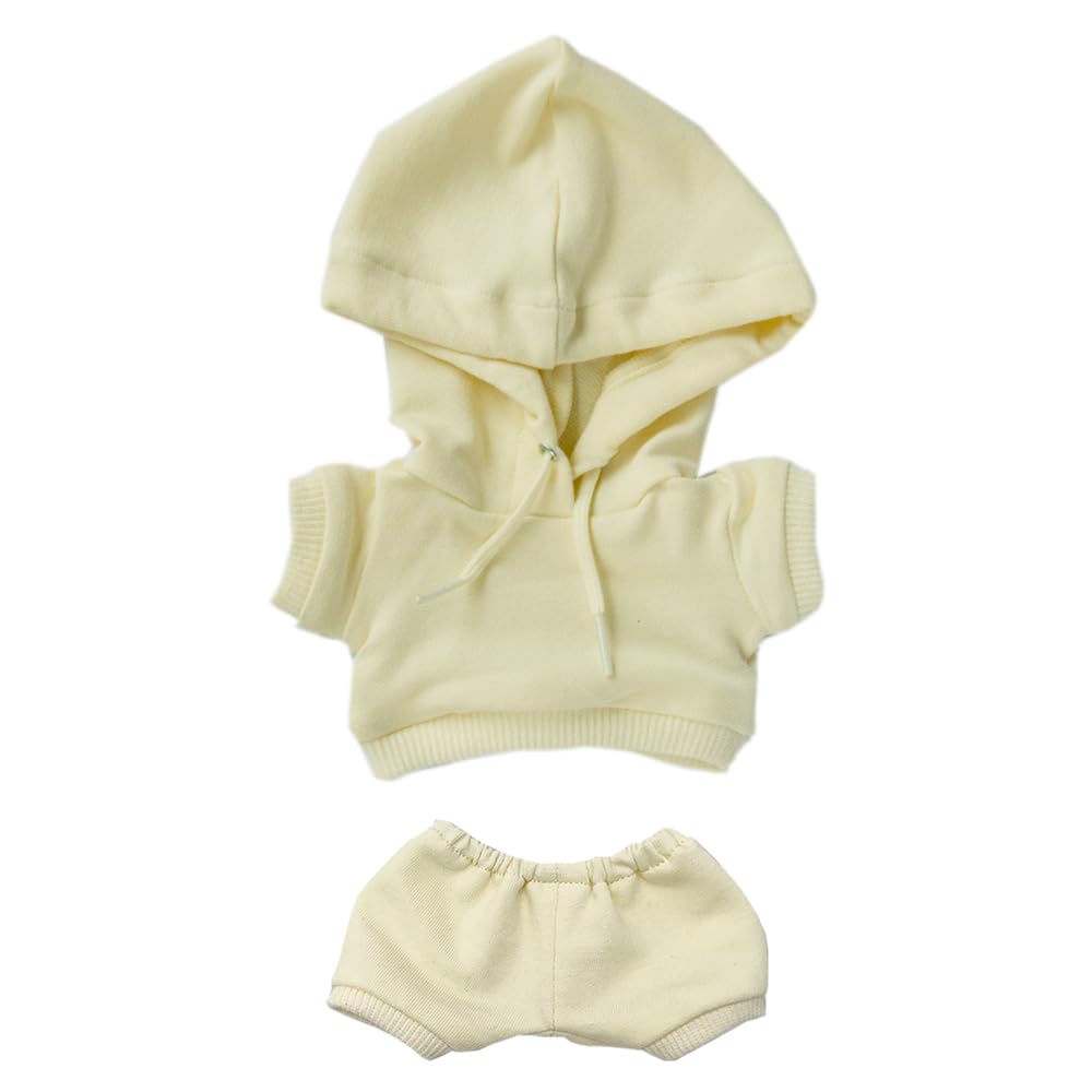 niannyyhouse 15cm Plush Clothes, Stretch Solid Color Sportswear, Hoodie, Pants, Dress-Up, Cotton Doll, Accessories (Beige, 15cm)