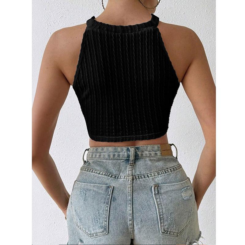Women's Spring and Summer New Elegant Tassel Vest Short Slim Fit Slim Navel Top