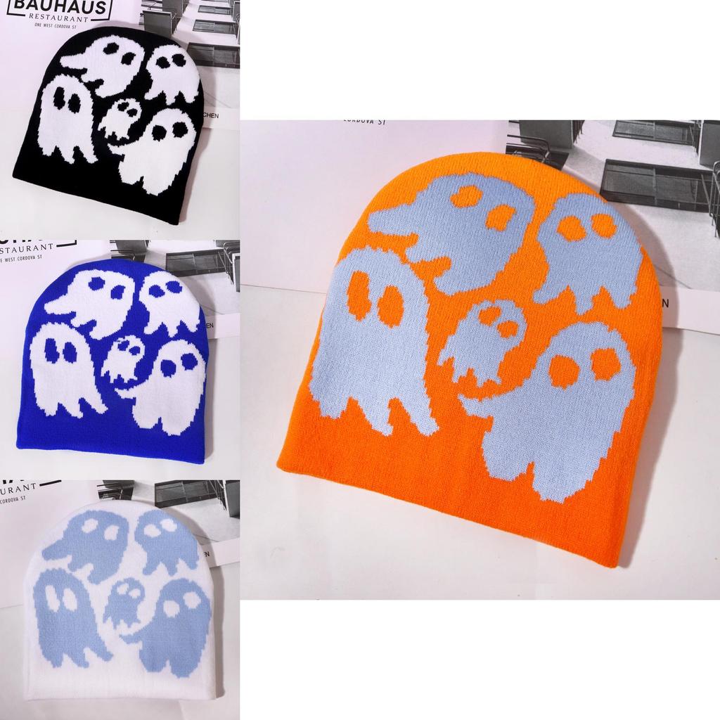 Ghost Pattern Beanie For Autumn Winter Outdoor Activities And Street Fashion