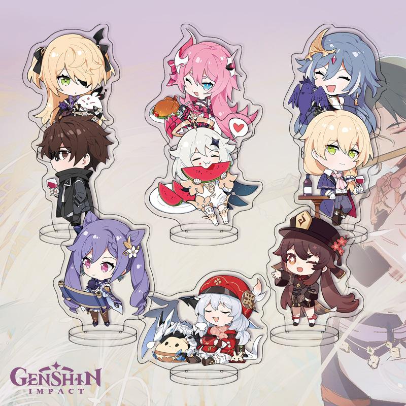 9Pcs/Set Acrylic Stand Model Wendi Tartaglia Hu Tao Yae Miko Raiden Shogun Figure Decoration Action Plate Toys