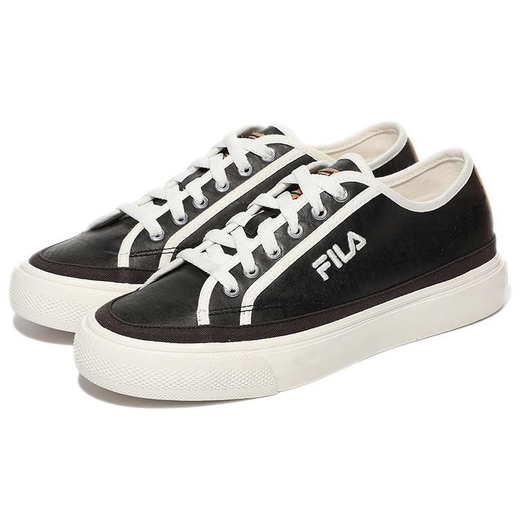FILA Earth Touch Synthetic Leather Low top Skateboard Shoes Unisex Black White Korean Style 1XM01601D_001