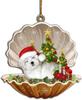 Cute Christmas Puppy Dog Shell Hanging Ornaments Xmas Tree Hanging Pendants Happy New Year 2024 Merry Christmas Decor For Home