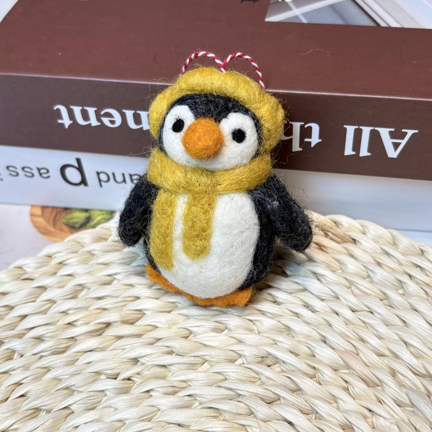 Nepal Handmade Wool Felt Penguin Earphone Holder Keychain Ornament