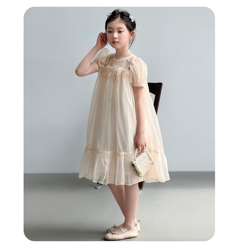 Girls' Dress Summer Dress 2026 New Style Children's Elegant Princess Puff Skirt Girls' Sweet Wind Mesh Skirt