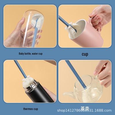 Retractable Long-Handled Silicone Bottle Brush, Foldable Multi-Functional Cup and Milk Bottle Cleaning Tool