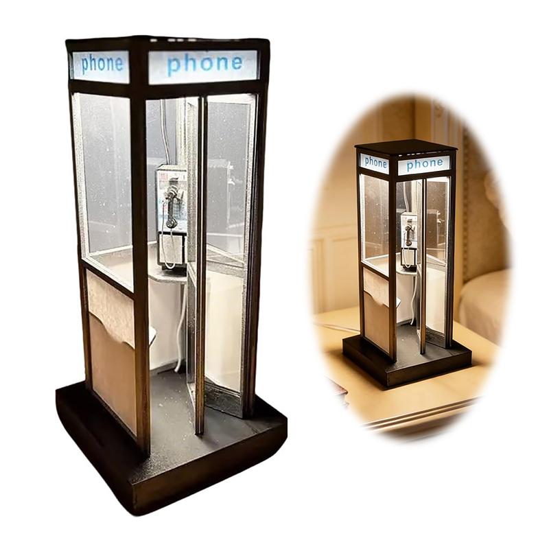 Lampada Tall Telefonica Retrò Vintage Lampada da Tavolo Cabina Telefonica Classica con Luce LED Calda Cabina Telefonica Lampada da Notte Decorativa