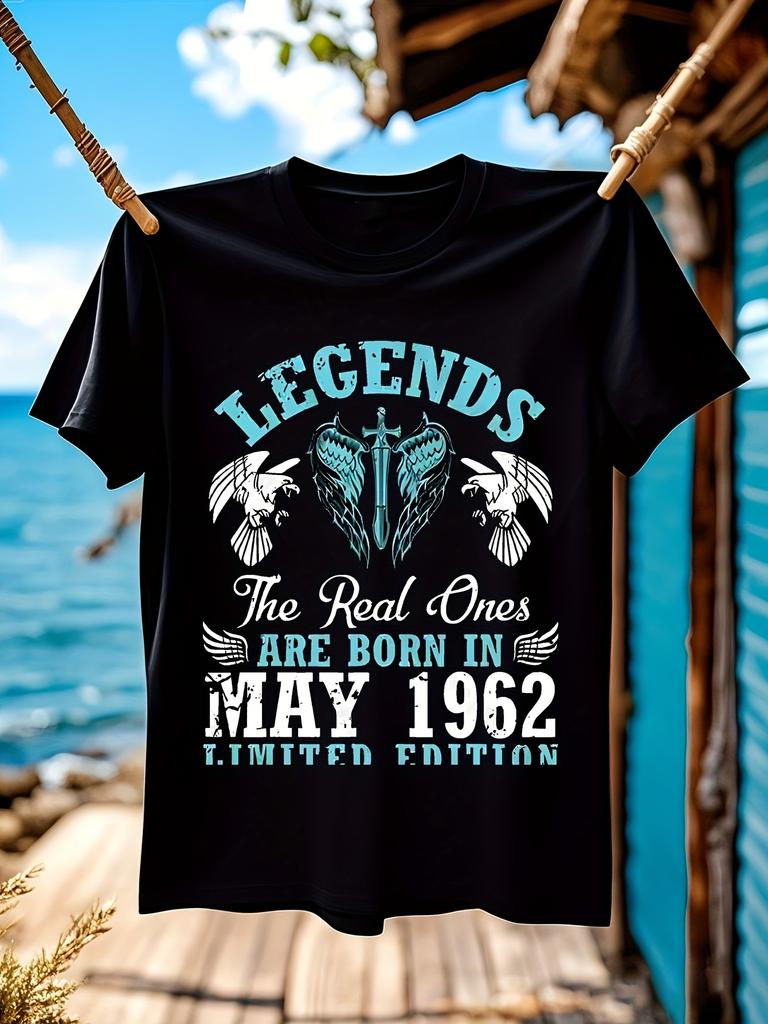 Vintage 1962 Birthday - Legends "The Real Ones Are Born in May" Limited Edition Tee - Black Retro Graphic Shirt T-shirt