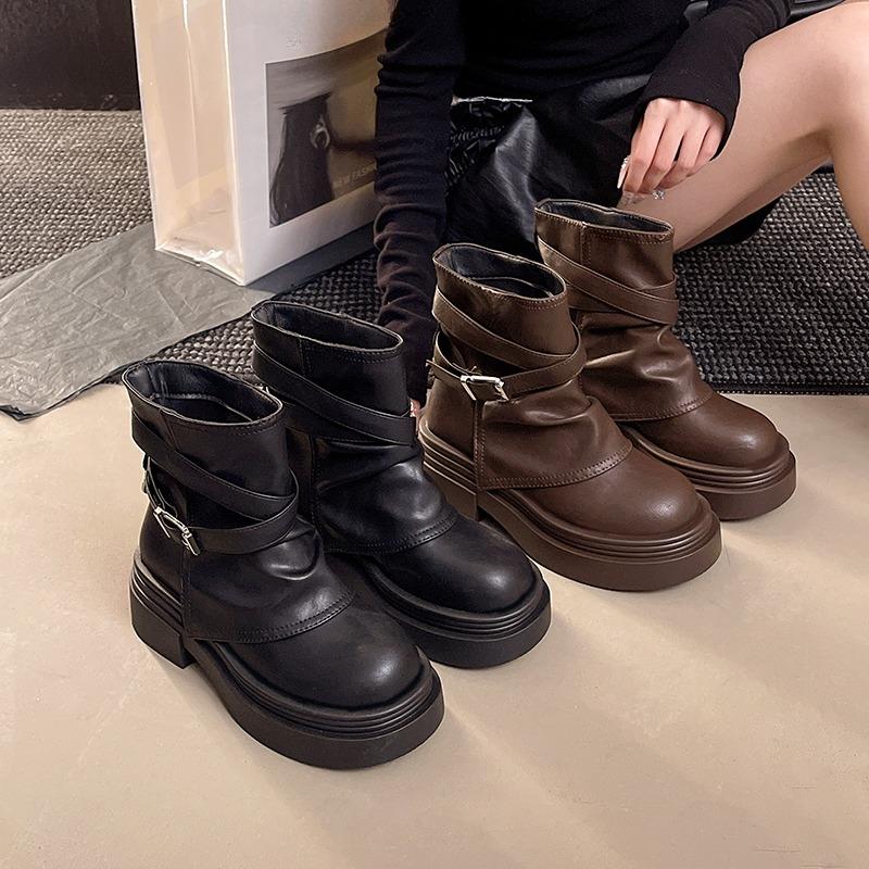 Fashion Platform Women's Model 2025 New Autumn and Winter Small Person Heightened Trousers Boots Booties Women