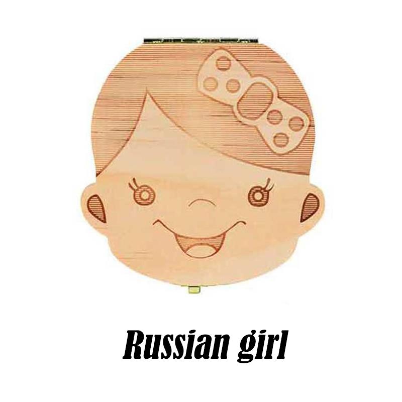 10 Sprachen: Englisch, Niederländisch, Spanisch, Portugal, Französisch, Russland. Baby-Zahnbox aus Holz, Organizer, Milchzähne, Aufbewahrung, Zähne sammeln, Nabelschnur, Gifs speichern