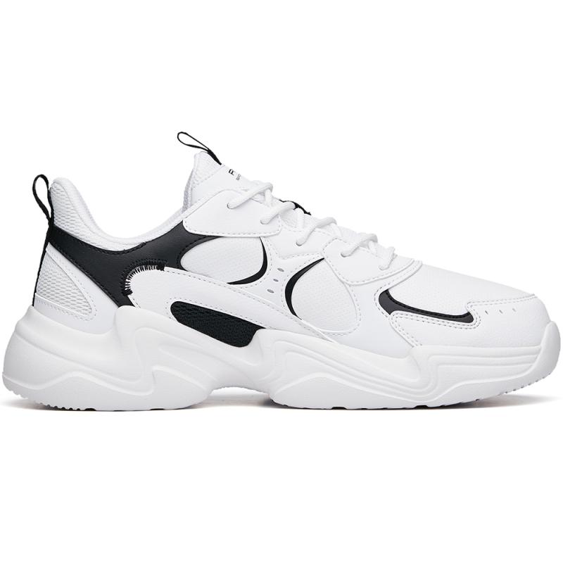Anta Life Collection Leather Upper Anti Slip Wear Resistant Low Top Chunky Sneakers Men's White Black Sneakers 111938822R-16