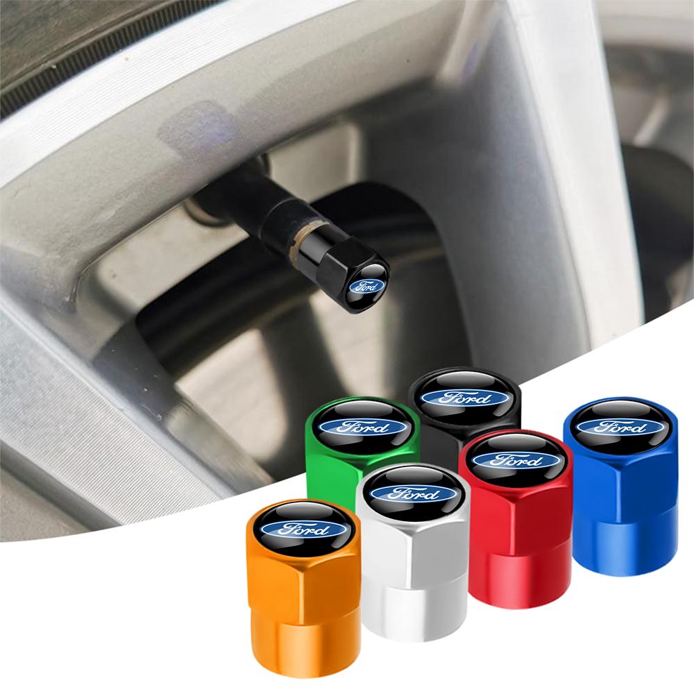 4Pcs Car Emblem Tire Valve Covers Dust Cap Accessories for Ford Focus Fiesta Shelby EcoSport ESCORT Ranger Fusion Mondeo Mustang