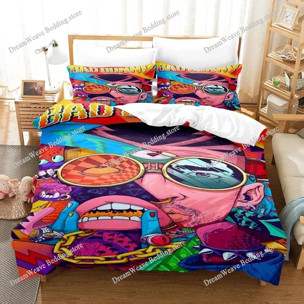 3D Print Popular Bad Bunny Bedding Set Un Verano Sin Ti Duvet Cover Comforter Bed Sets Gifts USA Size Twin Full Queen King