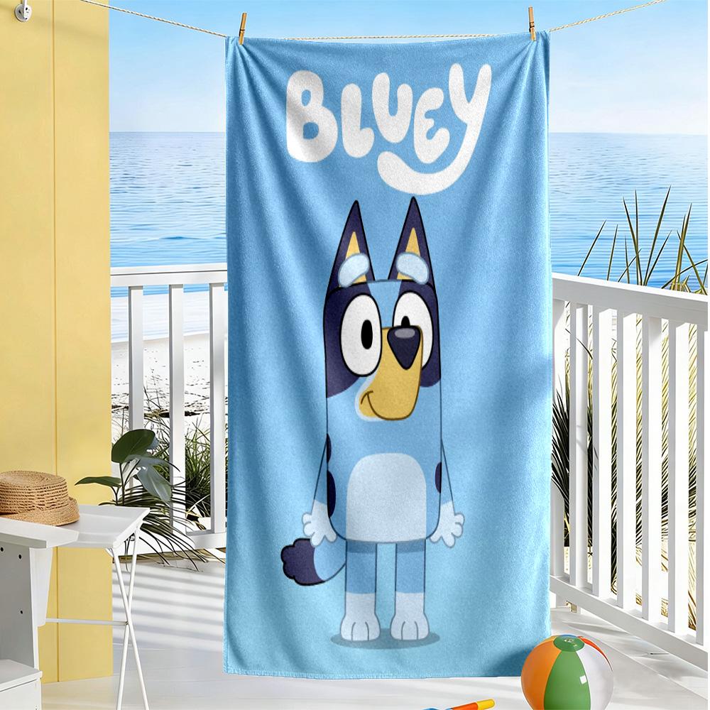 Bluey's Adventure Beach Towel Quick-Dry Soft Microfiber Comfortable Lightweight Suitable for Sports, Travel, Swimming, Yoga, Bathroom, Beach, And Pool