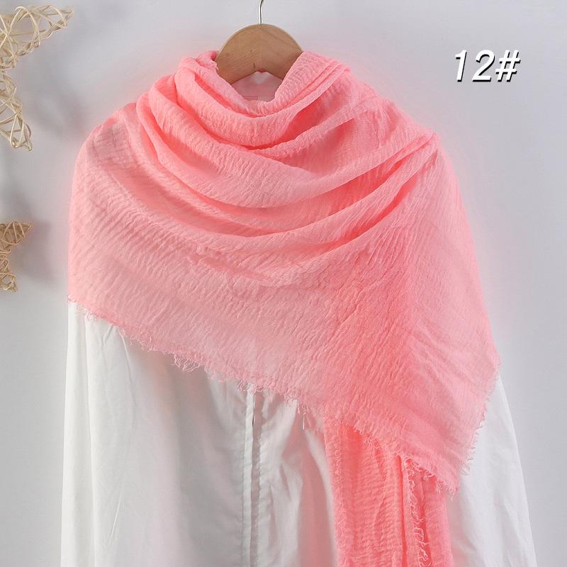 Women's Cotton Linen Silk Scarf - All-Season, Solid Color, Versatile Head and Sunshade Wrap