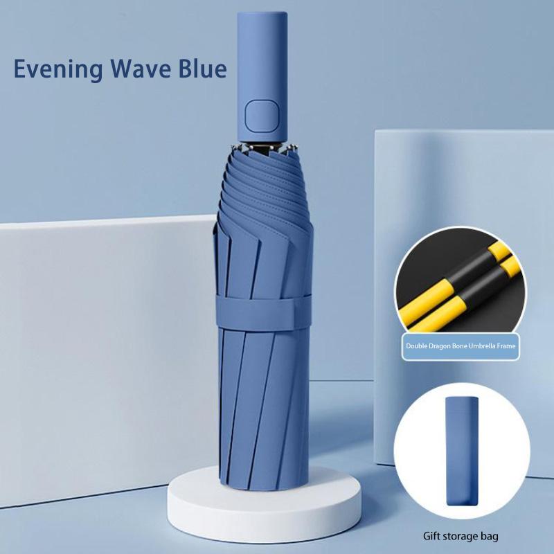 

Automatic Umbrella 24 Bone Solid Color Automatic Umbrella Light Collapsible Large Size Outdoor Sunshade Uv Protection New синій