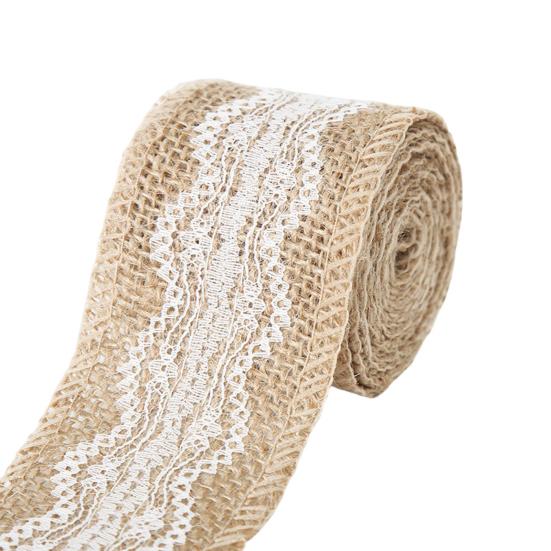 Handmade Retro Clear Texture Burlap Lace Roll Natural White Lace Jute Canvas Roll Home Supplies