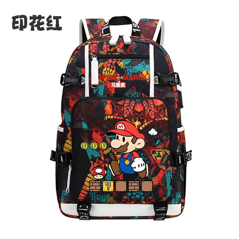 Zaino con Licenza Anime di Mario per Bambini Adolescenti Ragazzi Ragazze, Leggero Ergonomico Zaino Scolastico Grande Capacità, Design Anti-Scoliosi