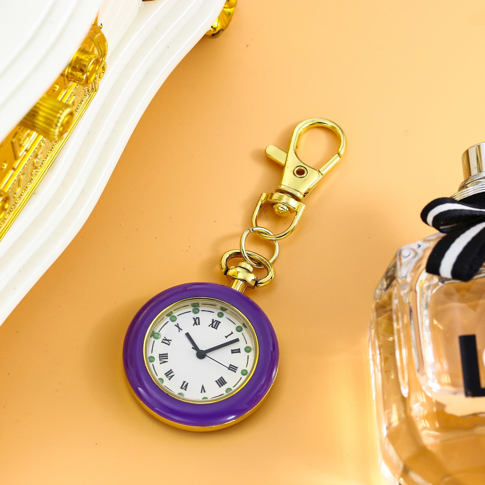Portable keychain watch, hanging watch with large numbers, clear nurse watch, pocket watch, small hanging watch фиолетовый