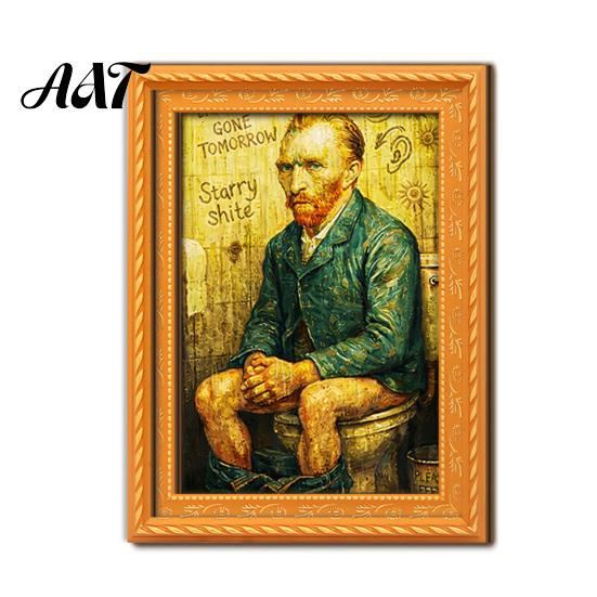 Modern Office Storage Decor Funny Small Wooden Fridge Magnet Picture Frame, Vintage Oil Painting Pattern Retro Style Frames Magnetic Refrigerator