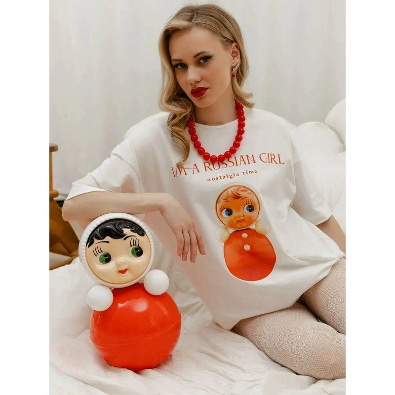 New Letter Printed T-Shirt Fashion Wind New Fashion Casual Loose round Neck Print T-shirt