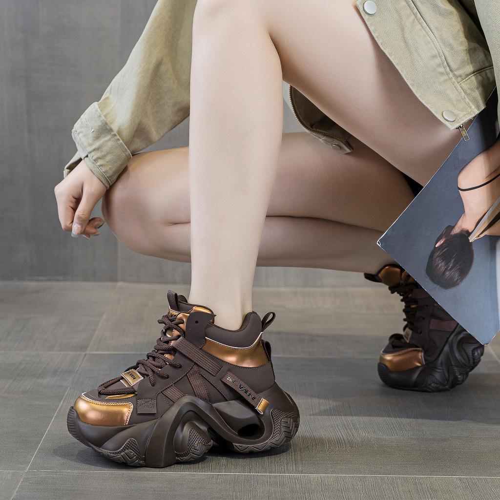 Super fire high-top dad shoes autumn and winter new thick-soled small velvet sports and leisure shoes