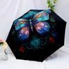 1pc Y26 Butterfly Floral Umbrella - Compact Lightweight Retractable 8-Rib Design with Automatic Open, Durable Plastic & Iron F