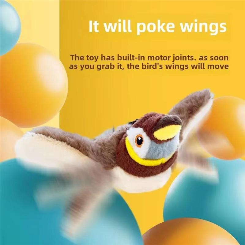 Good-Cat Interactive Electric Fluttering Sparrow Realistic Bird Movements Engaging Pet Play Accessory