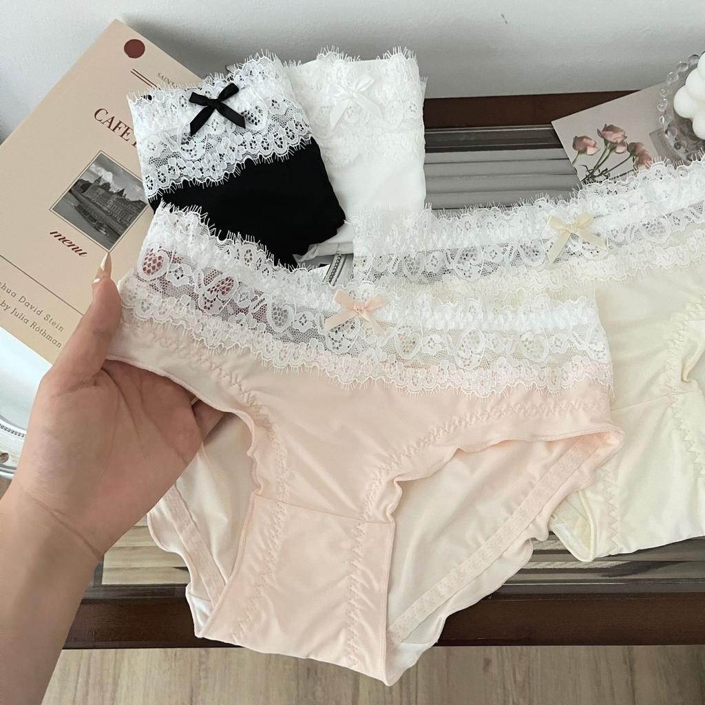 Λεπτά αναπνεύσιμα εσώρουχα Ice μεταξωτά εσώρουχα χωρίς ραφή Γυναικεία σλιπ στη μέση με σέξι δαντελένια γυναικεία εσώρουχα μπικίνι