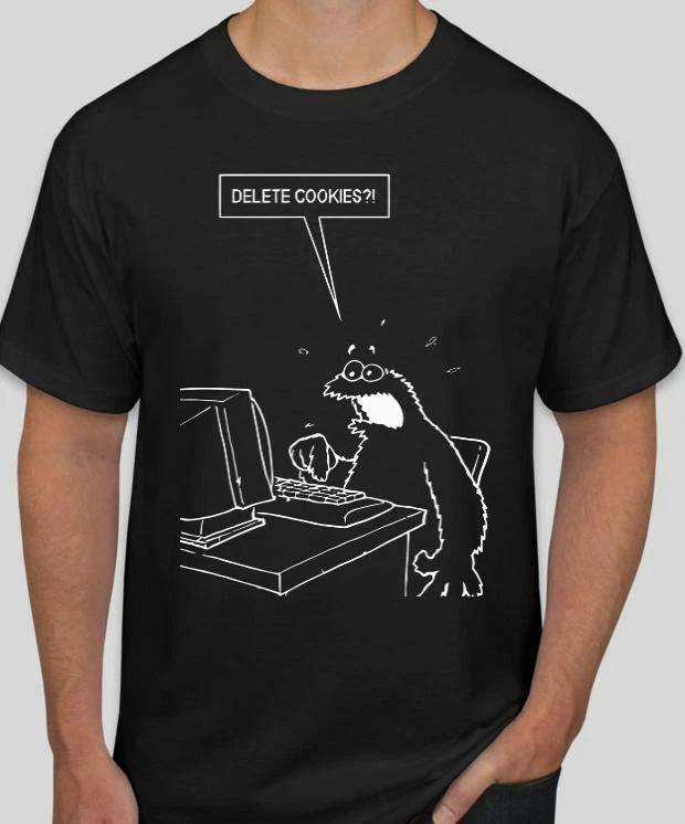 Delete cookies?! Cookie Monster * confused* funny Computer Nerd t shirt 2XL
