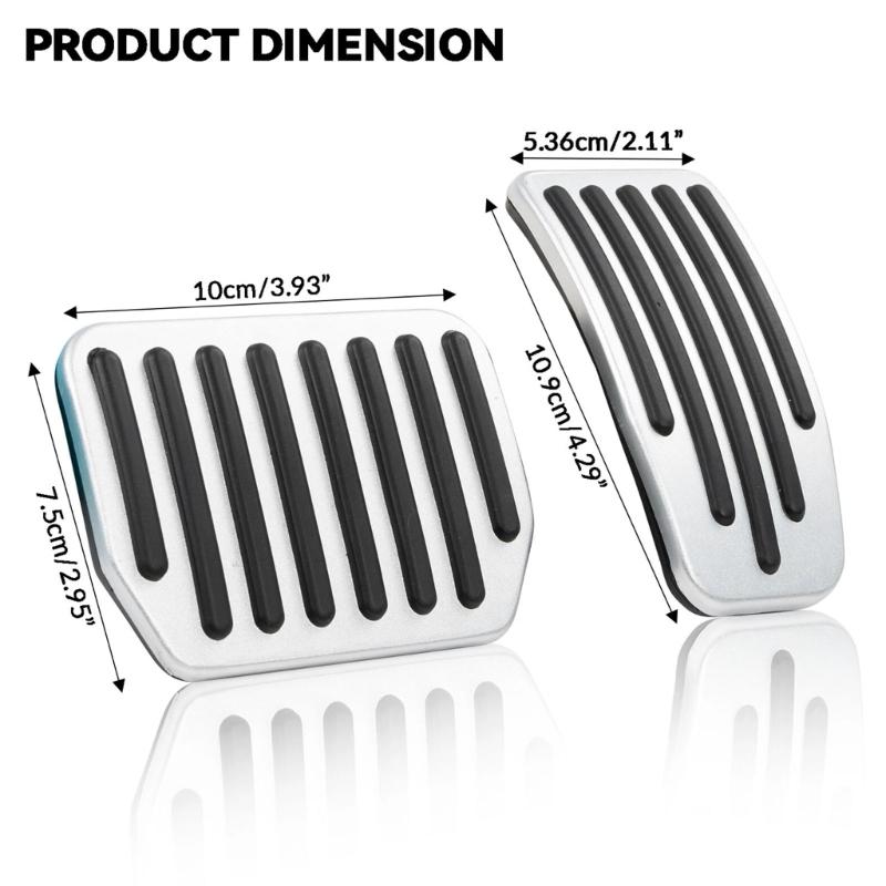 2 Pieces Aluminum Accelerator Pedal Covers Protectors Suitable For Vehicle Easy To Install And Improves Driving Comfort