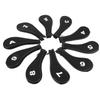 10 PCS Golf Club Head Covers Golf Iron Pole Zipper Hat Cover Club Protective Covers Black