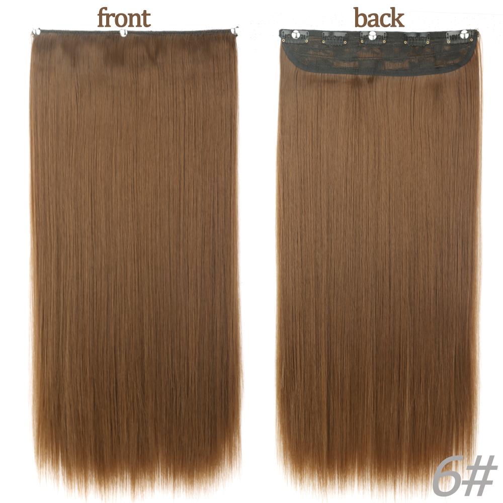 MERISIHAIR Women Fashion Long Straight Synthetic Fiber Hair Extensions 5 Clips Invisible Hairpiece for Daily Wear