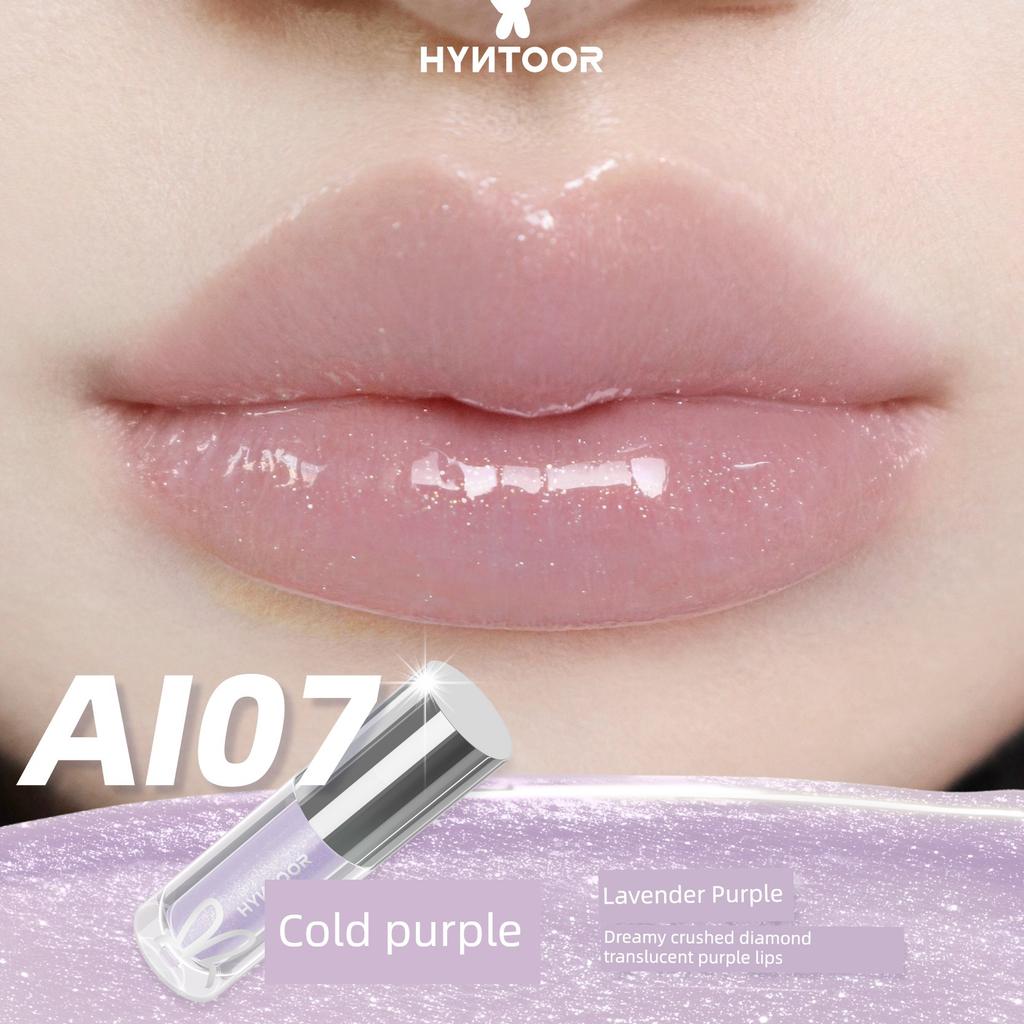 Cool Purple Color Suitable for Summer! Hyntoor Black Rabbit Lip Gloss Mirror-Like Water-Glossy Nude Color Lip Gloss Lipstick 003