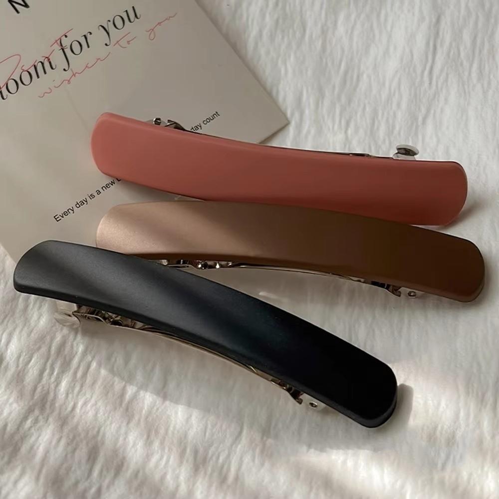 Elegant Solid Color Hair Clip Frosted Rectangle Spring Clip Non-Slip Large Hair Grip for Women