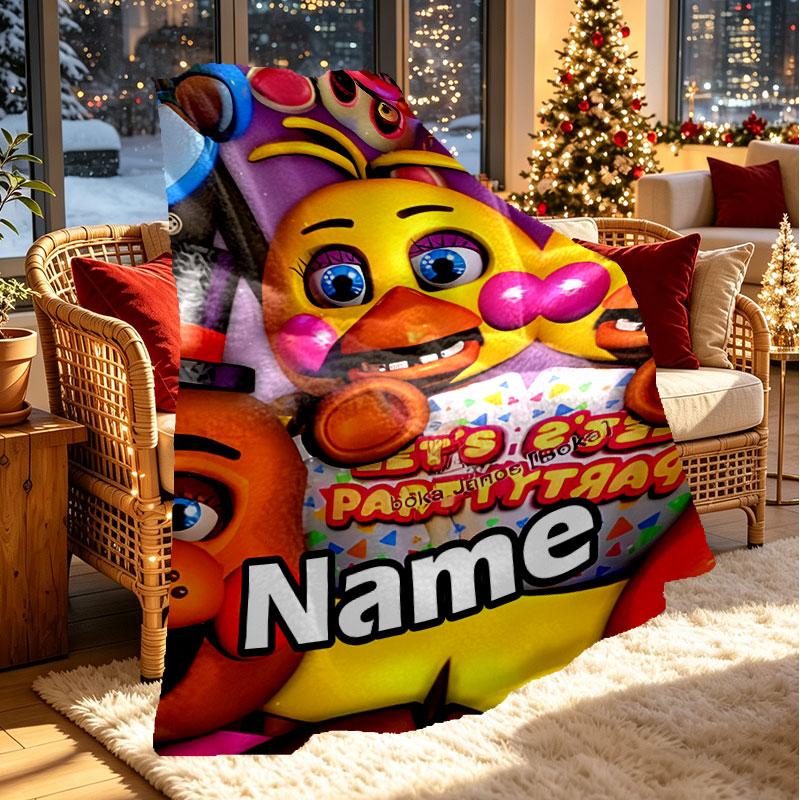Custom Name Personalized Five Nights at Freddy's Print Blanket, Home Decor, Bedroom, Sofa, Camping, Couch, Gifts for Birthday Christmas