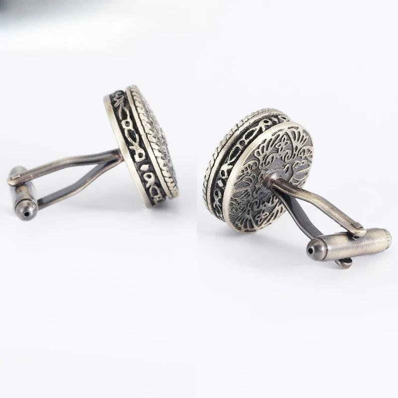 Carved Antique Gold Silver-color Greek Royal Pattern Cufflinks Banquet Suit Shirt French Cuff Links High-end Men's Jewelry Gifts
