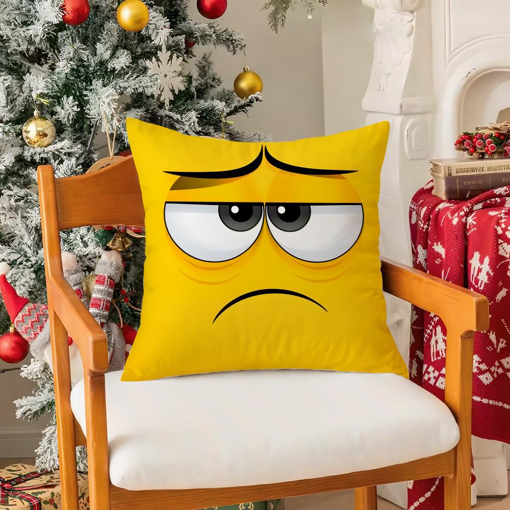 Funny And Quirky Personalized Emojis Pillow Case Comfort Sofa Bed Silky Elegant Invisible Zipper Decorative Cushion Cover