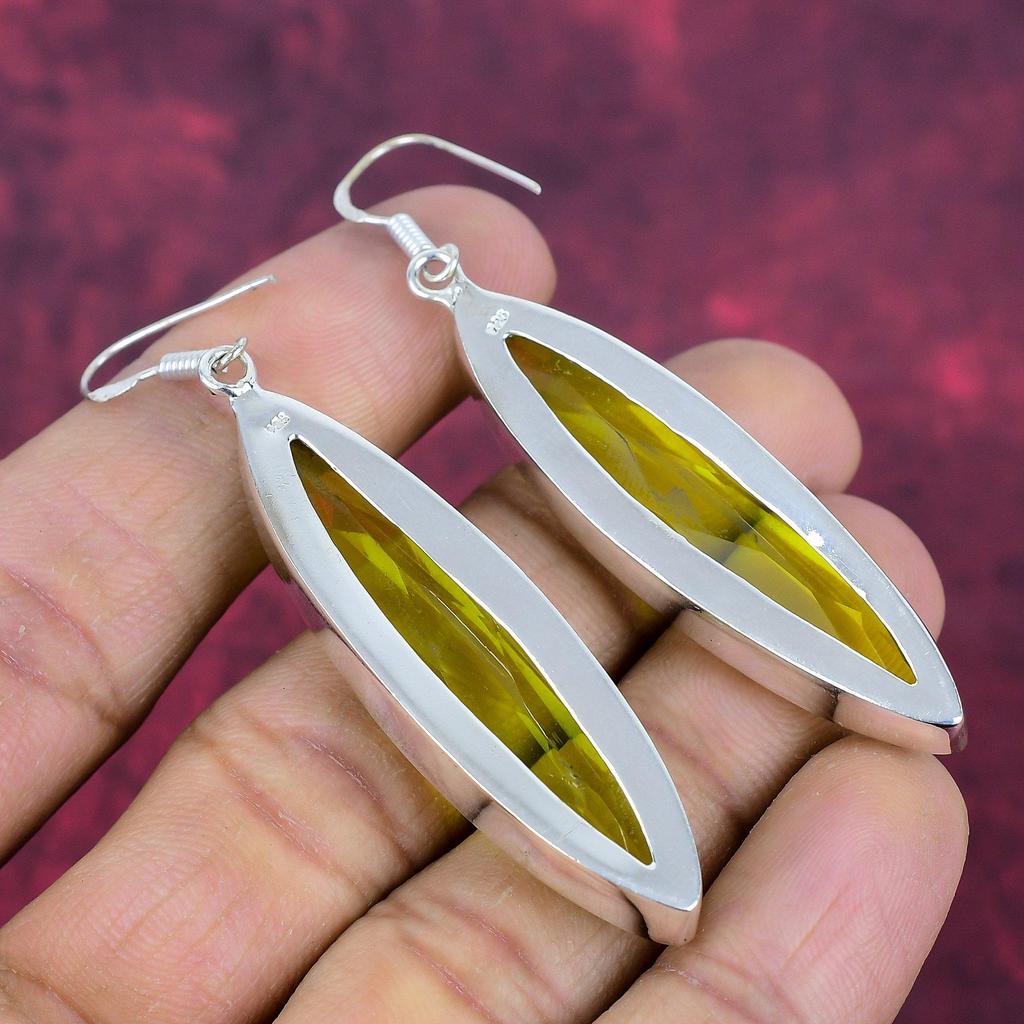Lemon Topaz Earrings Gemstone Jewelry, 925 Solid Sterling Silver Handmade Earrings, Latest Design Jewelry