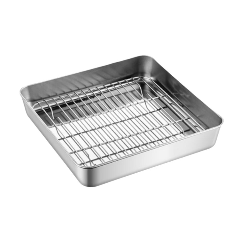 Stainless Steel Roasting Pan Set Non-stick Roasting Cooking Rack Air Fryer Accessories