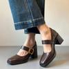 High-heeled Mary Jane Shoes Women's Spring New Square Toe Not Tired Feet Block Heel Single Shoes
