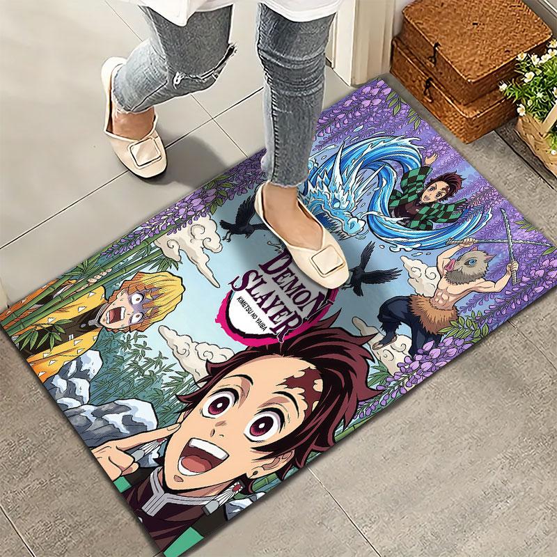 Tappeto Demon Slayer per Soggiorno Camera da Letto Casa Decorazione Divano Gioco Bambini Tappetino Antiscivolo per Pavimento