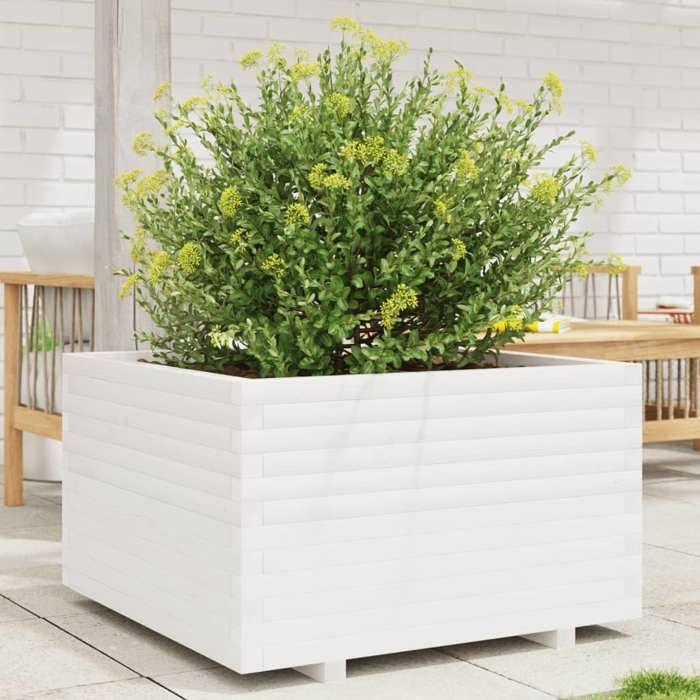 VidaXL Planter White 80x80x49.5 Cm Solid Pine Wood, Outdoor Planter, Flower Box, Tomato Planter, Planter of 3282530